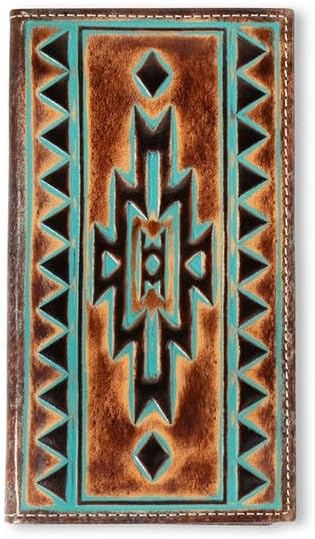 ARIAT Rodeo Turquoise Outline Southwest Wallet, Brown