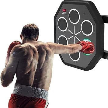 Electronic Boxing Machine Wall Mounted Bluetooth LED Light Music Boxing Machine, Speed Hand Eye Action and Coordination, Smart Boxing Training Equipment with Boxing Gloves