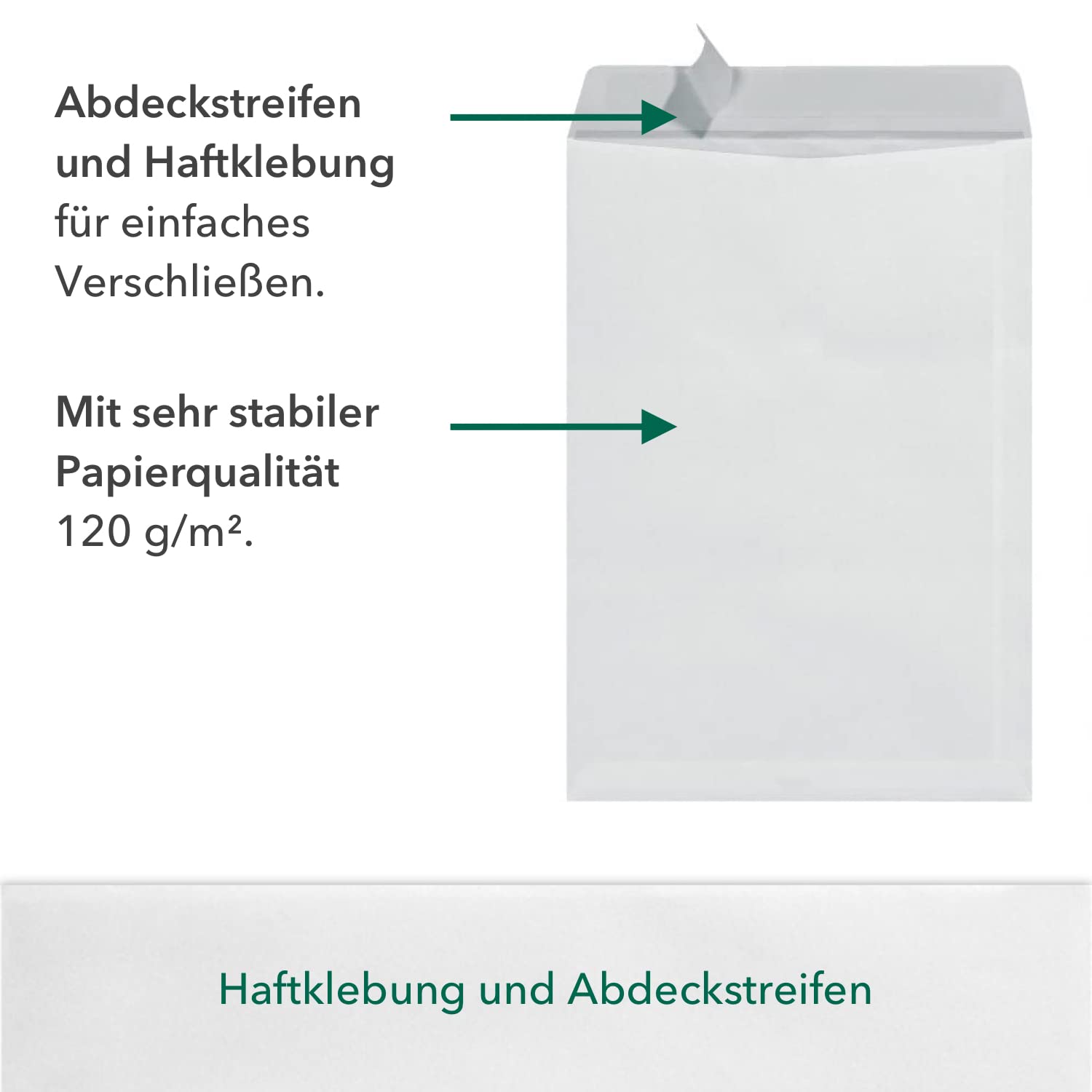 250 Stück B4 Versandtaschen weiß, selbstklebend mit Abdeckstreifen (haftklebend), sehr stabile 120 g/m², ideal für Ihre Bewerbung und Korrespondenz