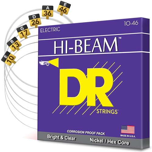 DR Strings Electric Guitar Strings, Hi-Beam, Hex Core 10-46