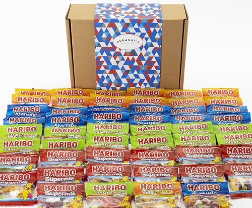 The Ultimate Haribo Mini Bags Sweets Hamper - Starmix, Supermix, Strawbs & Tangfastics - Hamper Exclusive to Burmont's