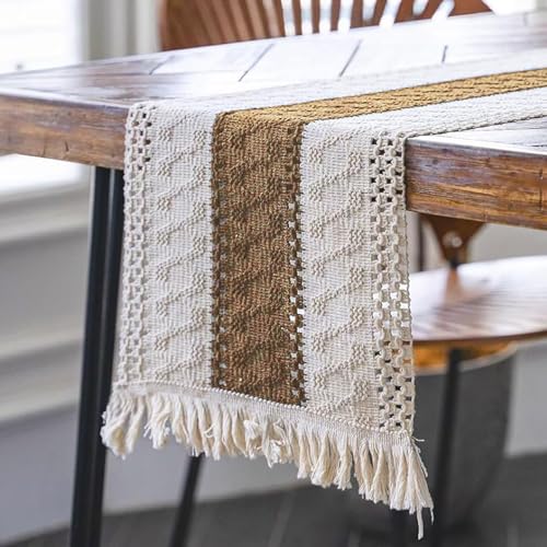 Consejos y comparativas para Comprar Caminos de mesa tejidos a mano que Puedes comprar On-line. 30 Camino de mesa elegantes,Paño de Mesa Boho de Algodón Tejido a Mano,Paño de Mesa de Arpillera con Borlas,para fiesta, despedida de soltera, comedor, Decoración de la Casa y...