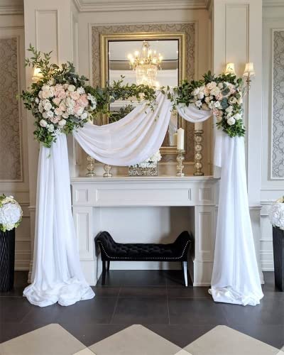 MoKoHouse Cortinas de boda blancas para arco, 2 paneles de 6 yardas, cortinas transparentes para...