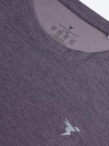 Image of TECHNOSPORT Men's Slim Fit Full Sleeve Round Neck T-Shirt, Double Cool Quick Dry Moisture Wicking Stretchable Sports Gym and Casual Wear