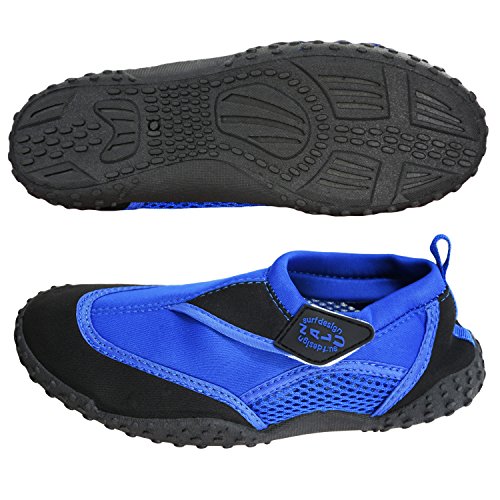 Aqua Beach Surf Wet Water Shoes Boys Girls Mens Womens Unisex Wetsuit Boots (Black/Blue Adult 9) - Image 3