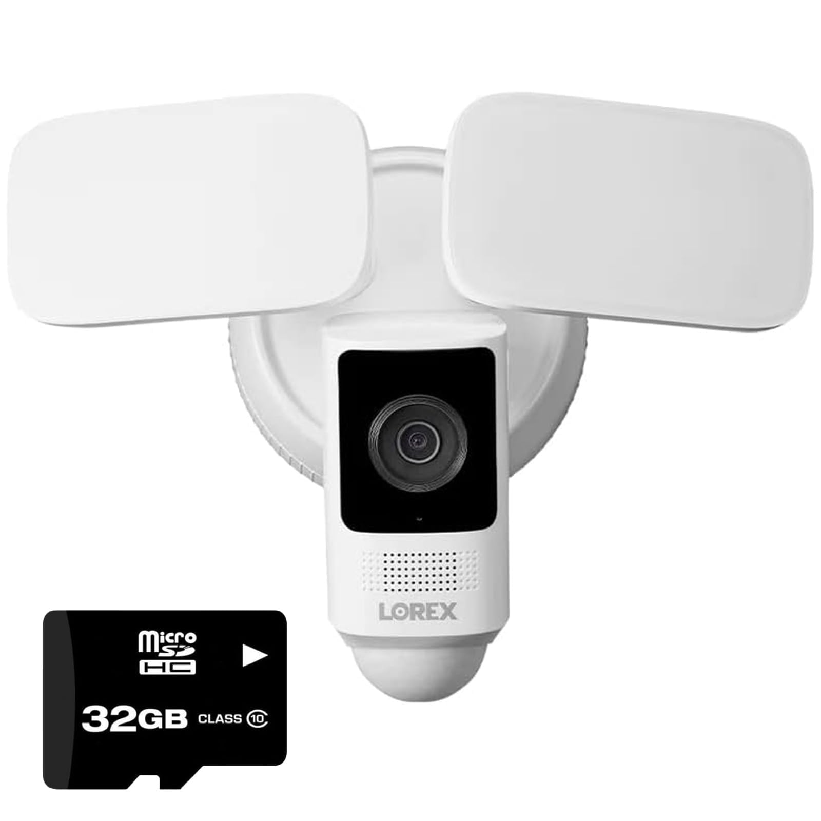 Lorex2K Wi-Fi Floodlight Camera, White - Outdoor Home Security Camera w/Color Night Vision, Adjustable LEDs, Person Detection, 2-Way Talk, Flood Light-Exterior Surveillance Camera w/Phone App