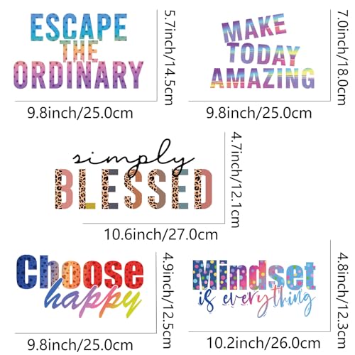 5Pcs Motivational Quote Iron on Decals for T-Shirt DIY Washable Heat Transfer Vinyl Stickers for Clothing Jeans Pillow Covers Applique — view 2
