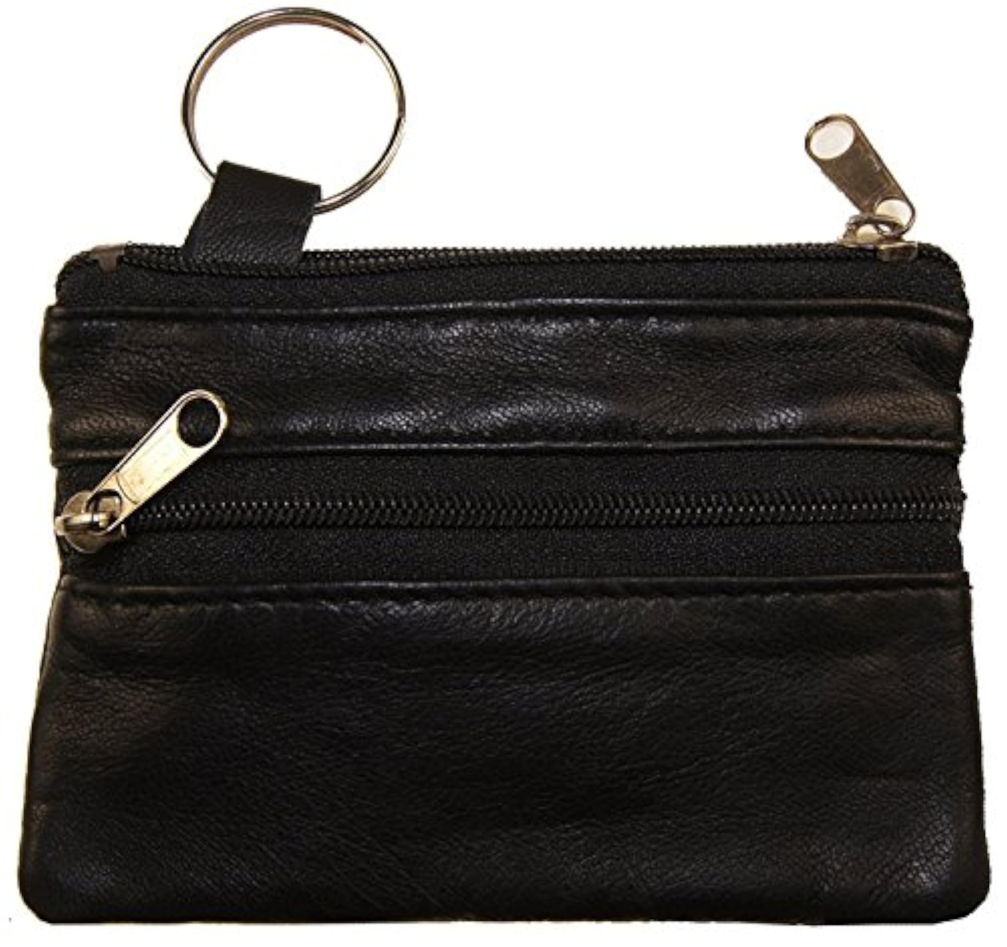 Leather Coin Zipper Pouch with Organza Bag