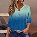 Summer Fashion, Women Blouses 3/4 Sleeve Women's Tops Length Womens Elastic Bottom Women’S Clothing Quarter for Summer Work Athletic Blue L