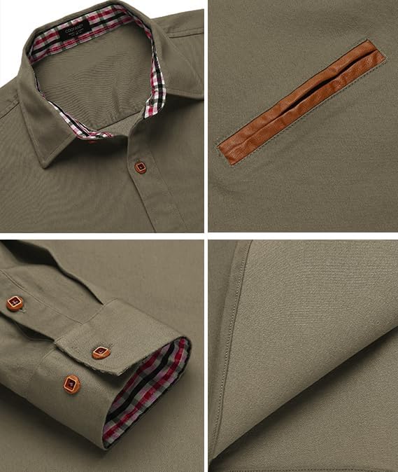 COOFANDY Men's Long Sleeve Casual Button Down Shirts Untucked Shirts Plaid Collar Vintage Denim Shirt - Image 5