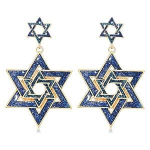 Hanukkah Earrings for Girls Jewish Star of David Earrings Blue Menorah Dreidel Earrings Hanukkah Drop Dangle Earrings Jewish Jewellery Items Hanukkah Outfit