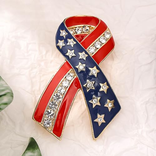 Image of Rhinestone Brooch Pins for Women, Vintage Crystal Enamel Brooches, American Flag Pin Patriotic Lapel Pins Gift for Suit Clothes Bag Accessories