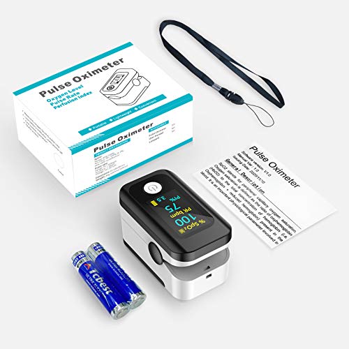 Pulse Oximeter Fingertip,Digital Blood Oxygen Saturation Monitor for Heart Pulse Rate and SpO2 Levels, Portable Oximeter Finger with Pulse (Batteries & Lanyard Included) - Thumbnail 4