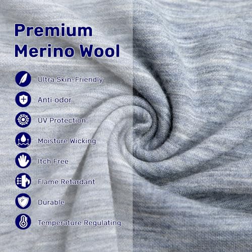 MERINNOVATION Merino Wool Base Layer Set for Kids Top and Bottom Thermal Underwear Long Sleeve4