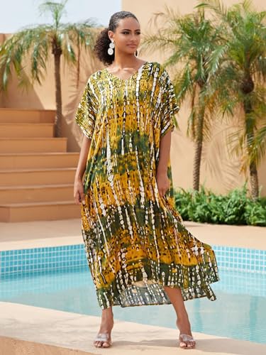 Image of Kaftan Dresses for Women Plus Size Bathing Suit Cover up Caftan Maxi Beach Dresses