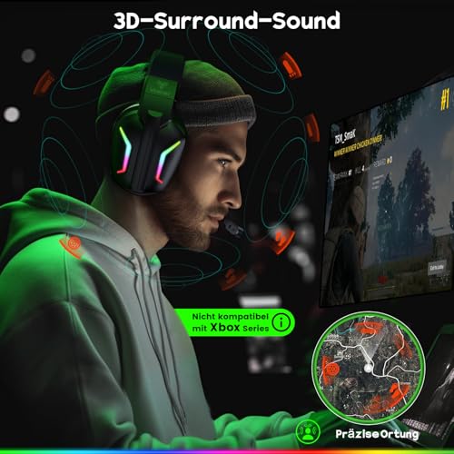 WESEARY Gaming Headset Wireless mit Mikrofon für PS5 PS4 PC Switch Handy – Ansicht 3