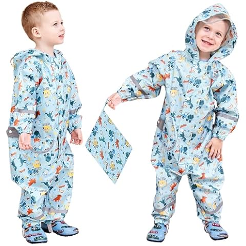 Domueay Kids Waterproof Dinosaur Rain Suit Cover