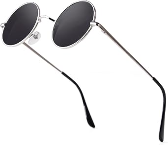 Retro Small Round Polarized Sunglasses for Women Men Vintage Metal Circle Frame Tint Lens Glasses
