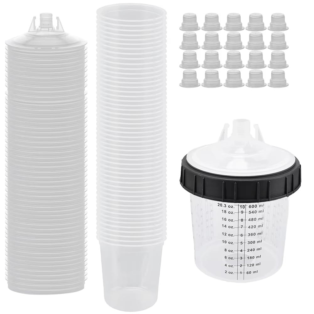 System kubków do mieszania farb 567.0 g 600 ml zestaw jednorazowy HVLP farba w sprayu do malowania 567.0 g zestaw do napełniania pistoletu natryskowego