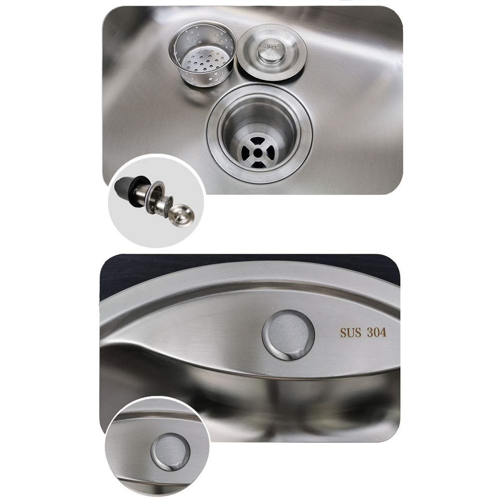 Fregadero De Cocina De Un Solo Tazón Redondo con Kit De Plomería Completo, Escurridor, Desagüe, Instalación Empotrada Bajo Encimera, Fregadero De Servicio para