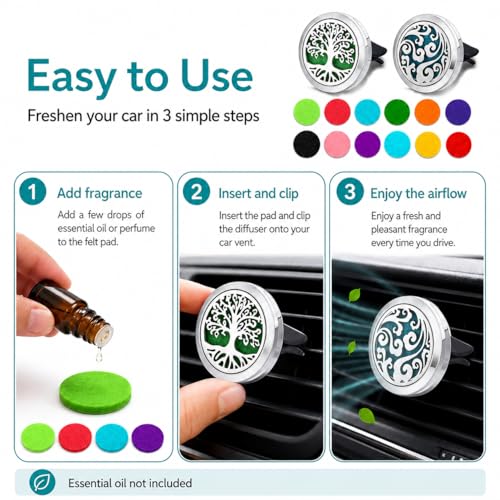 2 Pack Car Vent Essential Oil Clips