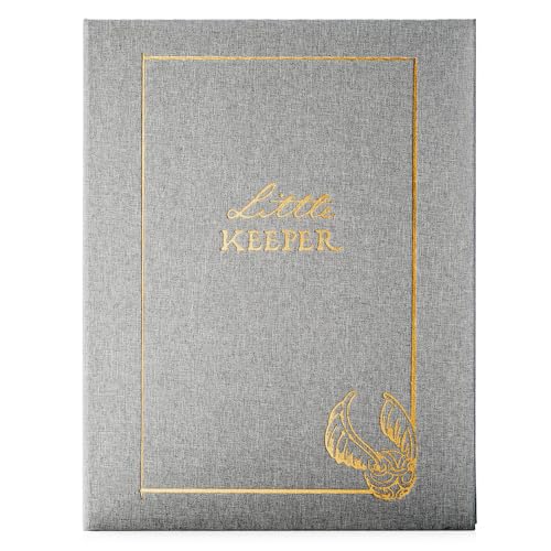 Image of Conquest Journals Harry Potter Little Keeper Baby Album, Capture Magical Memories, Baby Shower to Age 5, Grey Linen Cover, Lay Flat Spiral, 66-Guided Journal Pages, 9'' x 11.5'', Officially Licensed