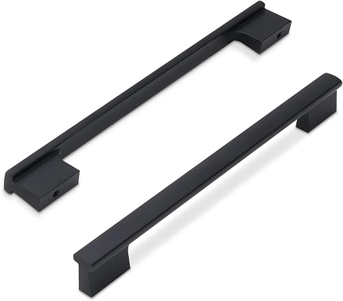 KOMOTIA 10 Pack Matte Black Cabinet Pulls 7.5 Inch Hole Centers Kitchen Cabinet 