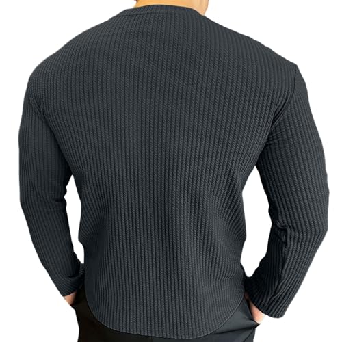 Pull côtelé homme bleu col extensible manches longues haut confortable casual