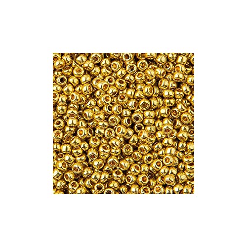 PRECIOSA Seed Beads 20 g 10/0 (approx. 2.3 mm) Yellow Gold (Rocailles Preciosa Seed Beads Gold Yellow Metallic) — image 1