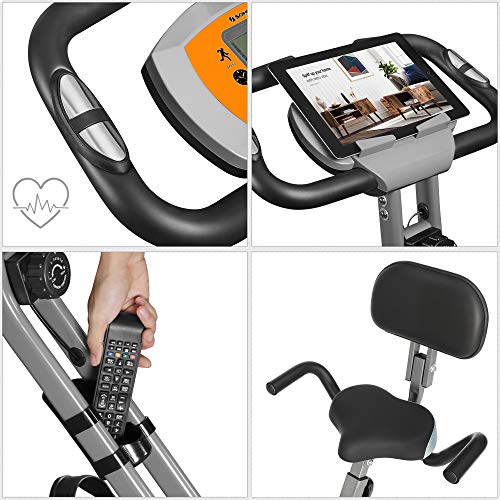 SONGMICS Hometrainer, indoor fietsen, fitness en oefeningen thuis, zaal, opvouwbaar, met rugleuning, 8 weerstanden, sensor, belasting 100 kg - Afbeelding 7