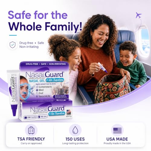 Image of for Air Travelers | Cabin Air Protection Gel | Helps Block Dust, Mold & Airborne Contaminants | Drug-Free, Applied Around Nose | TSA Friendly | 150+ Uses (Unscented, 3g)