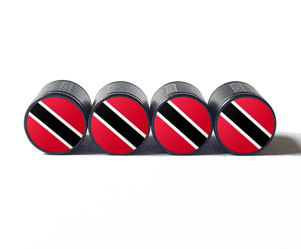 Trinidad and Tobago Flag Tire Valve Stem Caps - Set of Four - Fits on All Vehicles