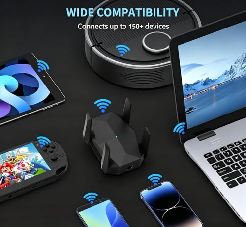 Image of WiFi Extender, 2026 20X Fastest WiFi 6 Booster AX3000 (5.8 /2.4GHz) 18,999 sq.ft Long Range and 150+ Devices, WiFi Extender Signal Booster with Ethernet Port(Black)