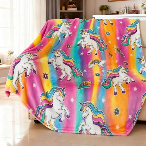 Image of Unicorn Glow in The Dark Blankets for Girls, Kids Blankets for Baby /Toddler, Unicorns Gifts for Girls Age 1-12, Soft Fleece Blanket 50 inchx 60 inch
