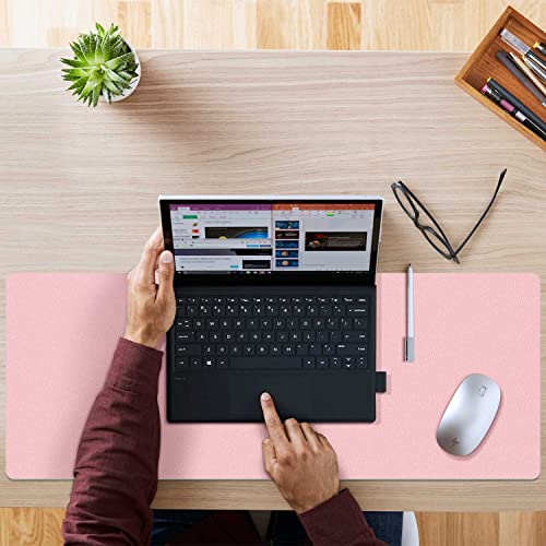 Desk Mat Large Protector Pad - Multifunctional Dual-Sided Office Desk Pad,Smooth Surface Soft Mouse Pad, Waterproof Desk Mat For Desktop, Pu Leather Desk Cover For Office/Home(Pink, 23.6" X 13.7") #TOP6
