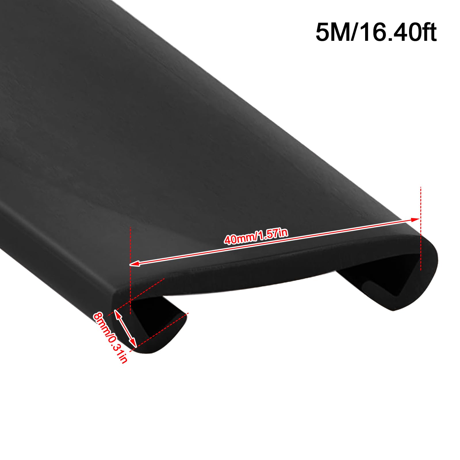 Rutschfester Treppenhandlaufschutz, PVC Kunststoff Handlauf, Kunststoffhandlauf Profil Geländer für treppengeländer schwarz (Schwarz, 5m)