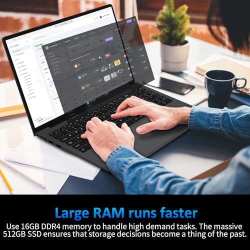 Image of 16 inch IPS FHD Laptop Computer, 16GB RAM 512GB SSD AMD Ryzen 5 3500U(4C /8T,2.0-3.7GHz) Radeon Vega 8 Student-Laptops with 2MP Webcam Fingerprint Backlit Keyboard Numpad for Office Home Study - Grey