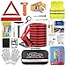 Multipurpose Roadside Emergency Assistance Kit-Jumper Cables,Safety Hammer,LED Flash Light,Tow Strap,Safety Vest and More Ideal Winter Survival Pack Accessory for Your Car,Truck or SUV