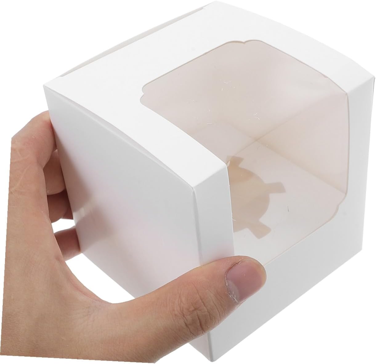 40pcs White Individual Cupcake Boxes with Inserts and Window Lids Paperboard Dessert Containers Portable Muffin Carriers for Weddings Birthdays Showers