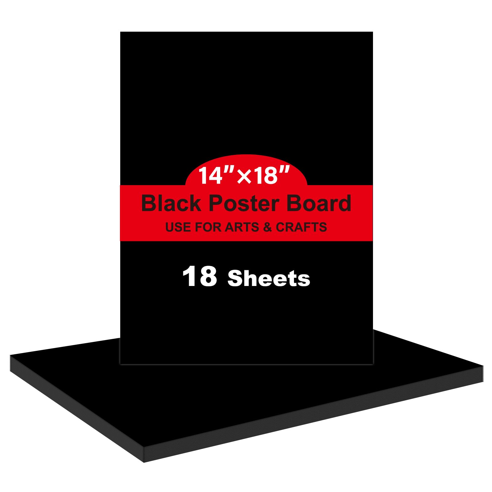 18 Pcs Black Poster Board Paper 14x18, ROOKEA Vision Boards Posterboard Bulk for School Projects Classroom Arts Craft Presentations Drawing Scrapbooking Blank Graphic Display