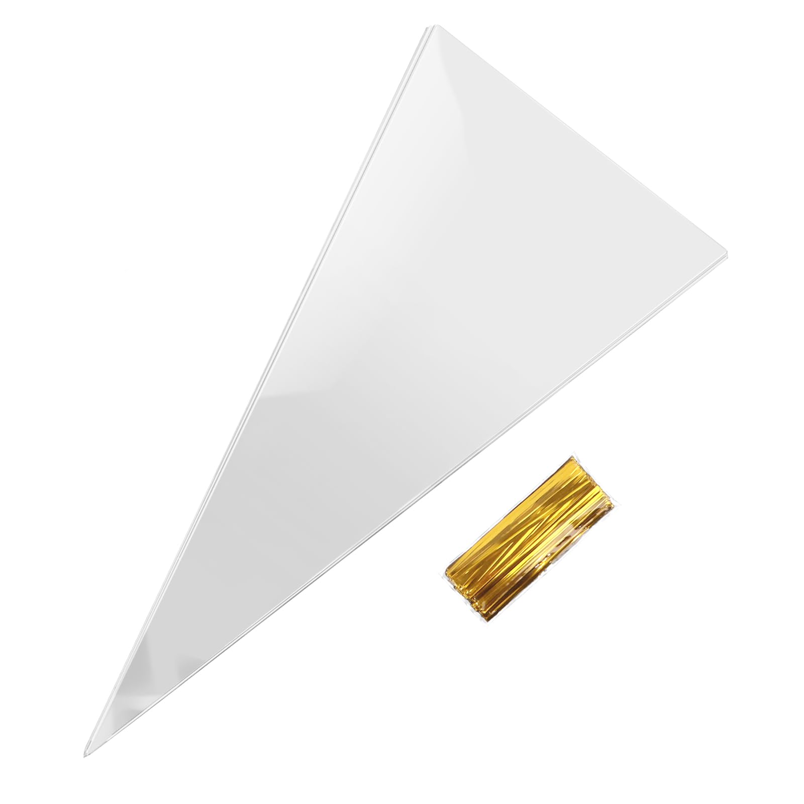 YOLCAR Transparent Cone Treats Bags, 100 Pieces 7x14.6 Inch, Premium OPP Snack Bags for Popcorn, Candy, Party Favors