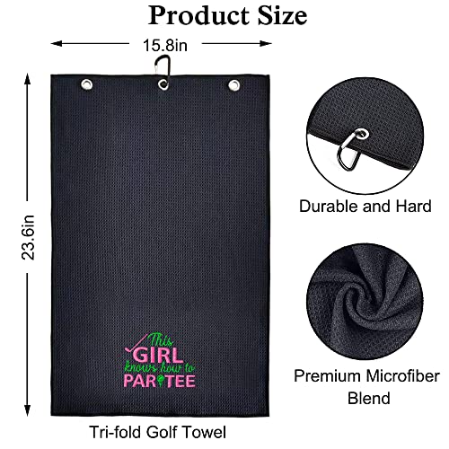 Dyjybmy This Girl Know How To Par Tee Golf Towel, Embroidered Royal Black Golf Towels For Golf Bags With Clip, Golf Gifts For Men Women, Birthday Gifts For Golf Fan, Retirement Gifts #TOP1