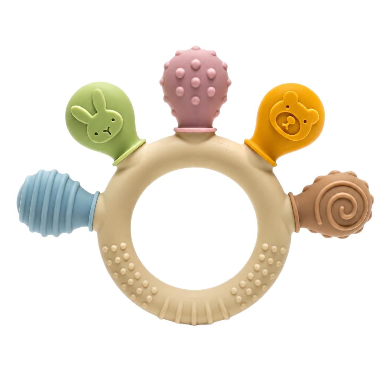 Silicone Baby Teether Ring, Multicolour, BPA-Free, 10x3x10 Centimeters, for 3+ Months-image-1
