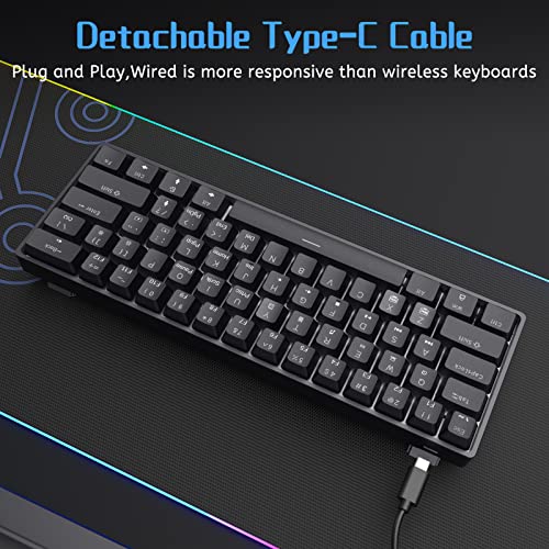 Image of DIERYA 60% Mechanical Keyboard, DK61se Wired Gaming Keyboard with Brown Switches, LED Backlit Ultra-Compact 61 Keys Mini Office Keyboard for Windows Laptop PC Gamer Typist（Black）