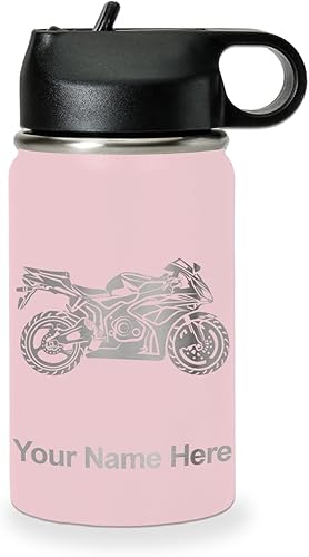 Miniatura 19 de LaserGram Botella de agua personalizada, bicicleta deportiva, acero inoxidable de doble pared aislada al vacío con popote superior, regalo grabado