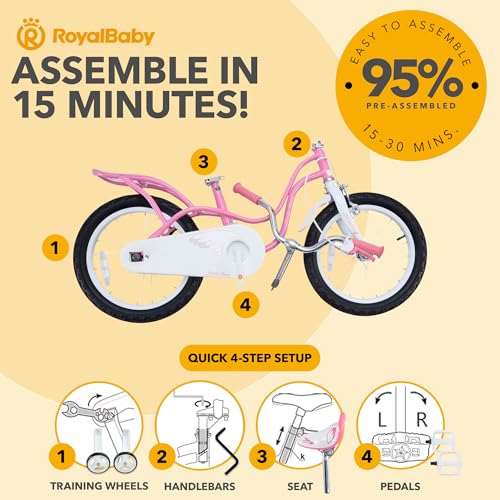 Image of Royalbaby Princess Girls Kids Bike 12 14 16 18 20 Inch Children Bicycle with Basket for Age 3-12 Years