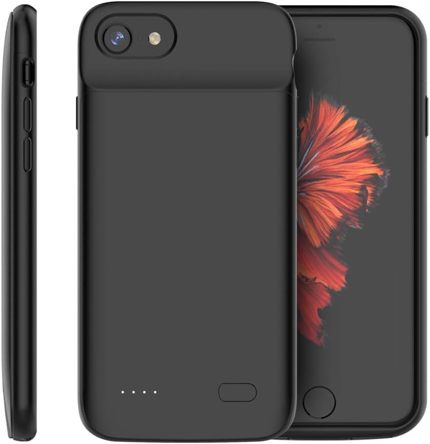 Battery Case for iPhone SE2/8/7/6s/6,3200mAh Protective Charging Case for iPhone SE 2020 Portable Rechargeable Extended Battery Charger Case Cover Compatible with iPhone SE 2020/8/7 (4.7inch) Black