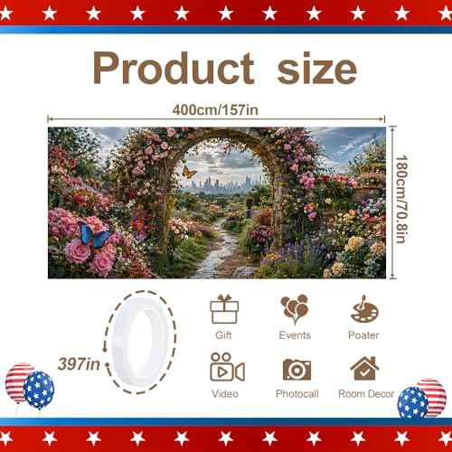 Image of Garage Door Decorations 6 x 13 ft, Floral Garden Cover