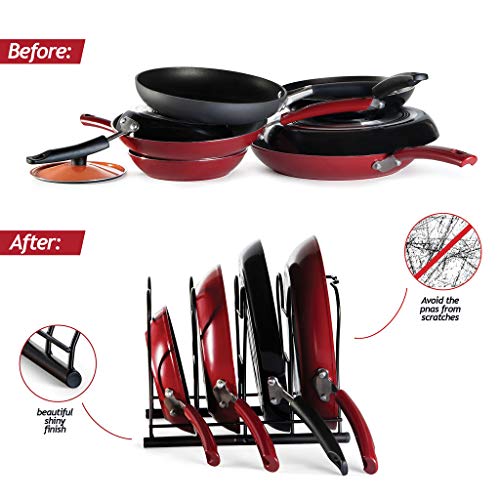 pan organizer and pot lid organizer (6 Tier) SET OF 2 Bronze - Free standing pots and pans organizer - pan rack includes vertical or horizontal to keep pots and pans storage