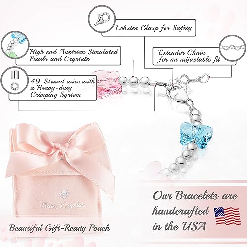 Sterling Silver Charm Bracelets for Girls, Butterfly Bracelets Embellished with 8mm Butterfly European Crystals3